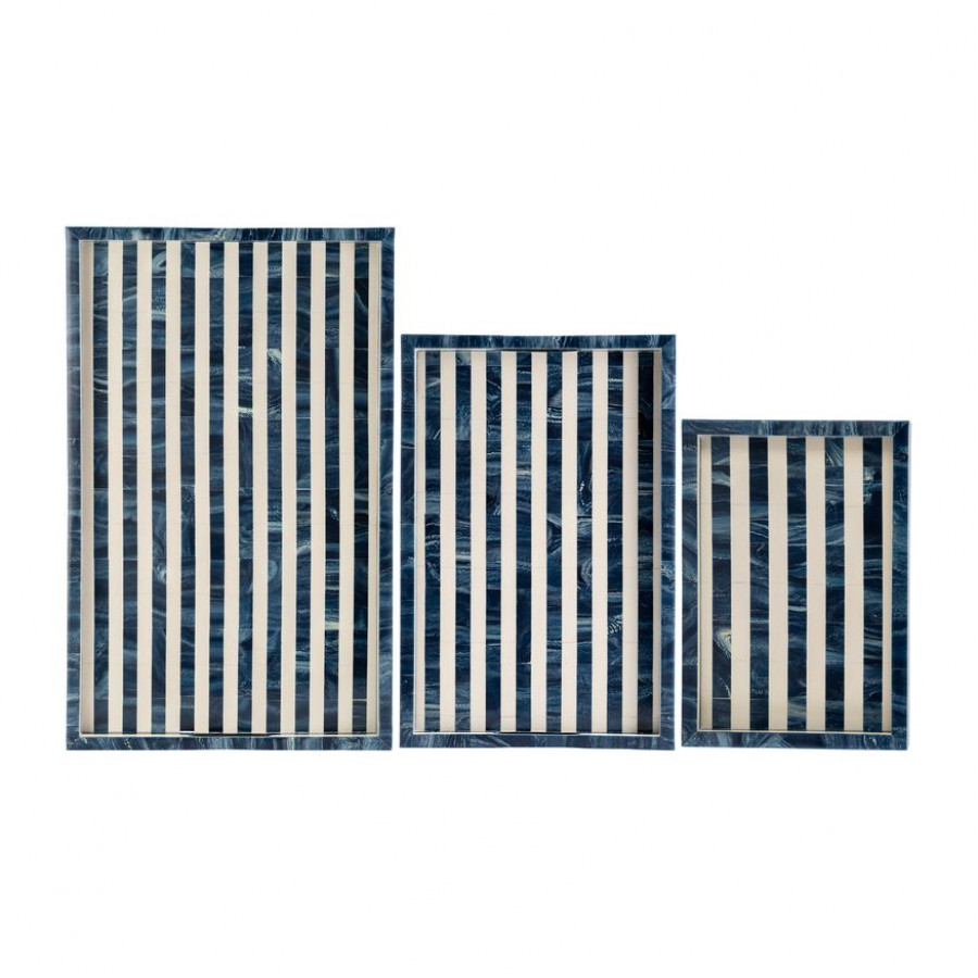 Sagebrook - 13"/18"/24" Resin Chevron Trays (Set Of 3)