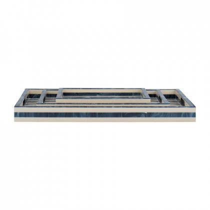 Sagebrook 13"/18"/24" Resin Striped Trays (Set Of 3) - Blue/White