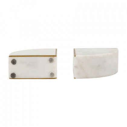 Sagebrook - 5" Marble Pie Bookends (Set Of 2) in White