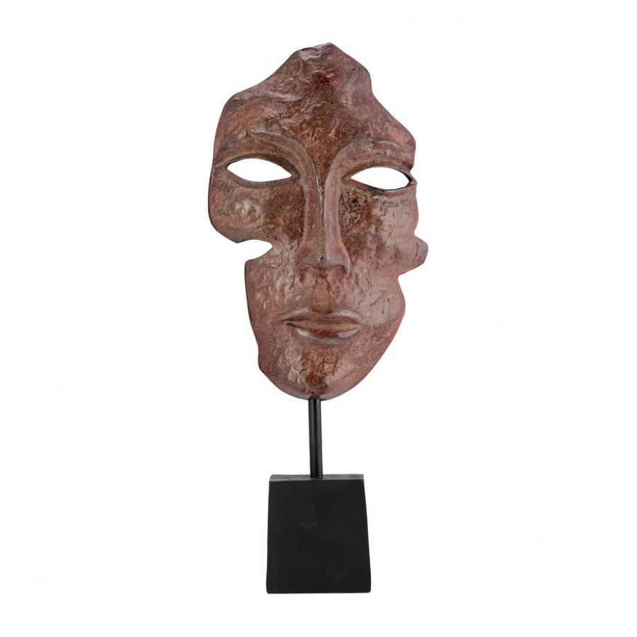 Sagebrook - 20" Metal Abstract Face Sculpture in Brick Patina
