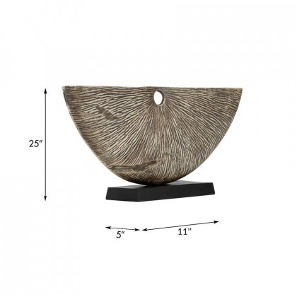 Sagebrook 11" Metal Corrugated Half Circle Sculpture - Ivory