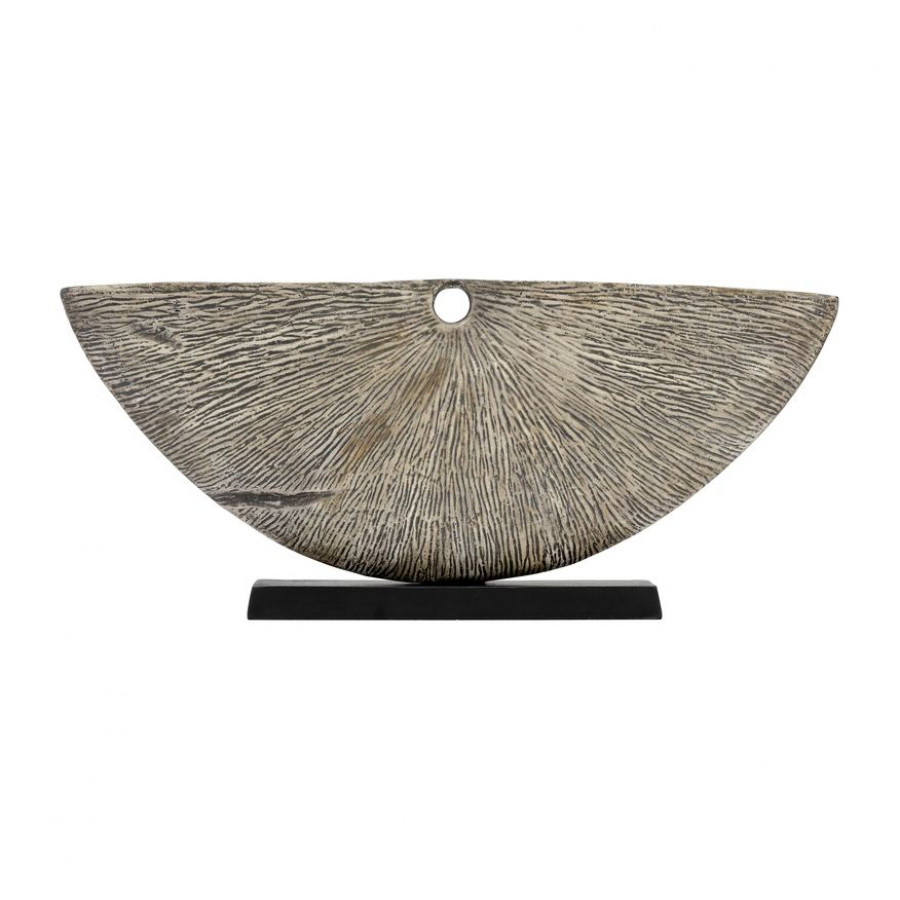 Sagebrook 13" Metal Corrugated Half Circle Sculpture - Ivory