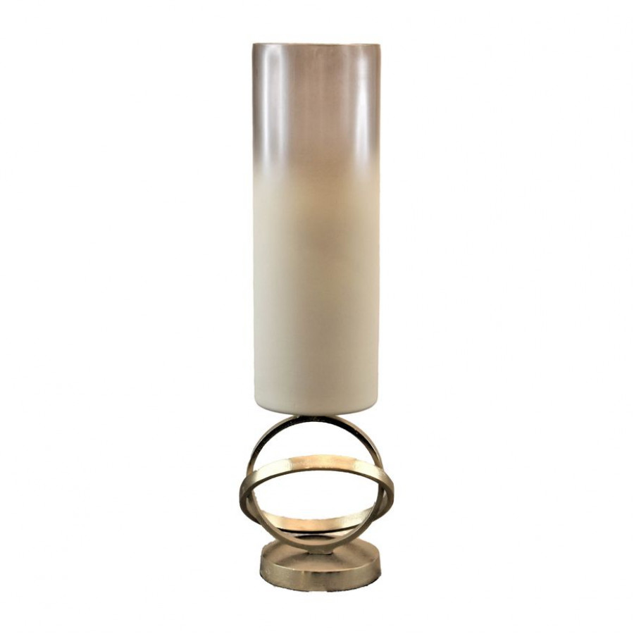 Sagebrook 21" Glass Hurricane With Sphere Base - White/Gold