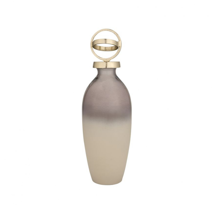 Sagebrook 16" Glass Bottle With Sphere Lid - White/Gold
