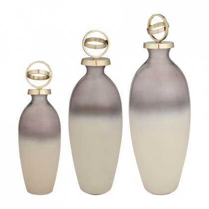 Sagebrook 20" Glass Bottle With Sphere Lid - White/Gold