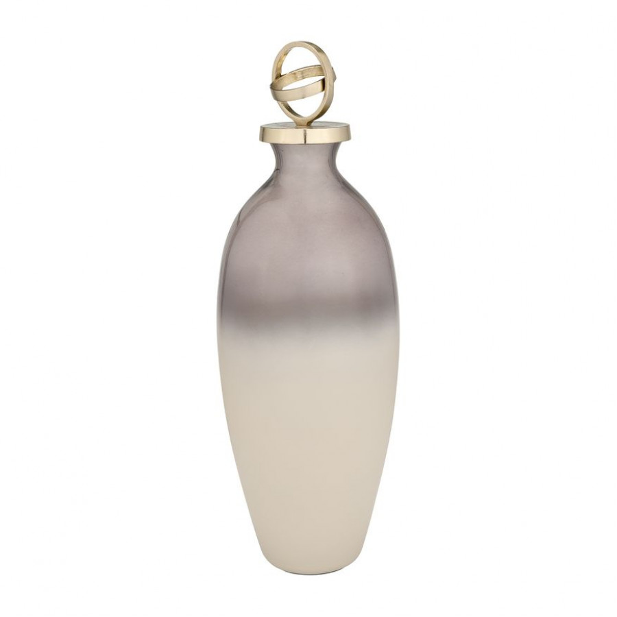 Sagebrook 22" Glass Bottle With Sphere Lid - White/Gold