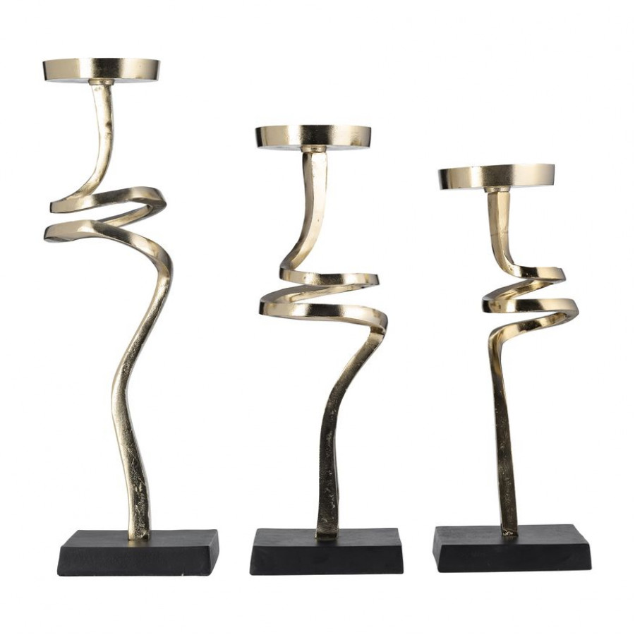 Sagebrook - 13"/15"/17" Metal Abstract Candle Pillar Holders (Set of 3)