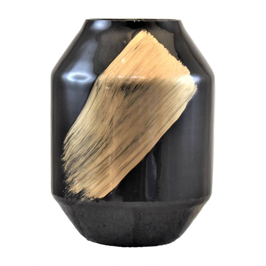 Sagebrook 10" Glass Star Dust Vase - Gold/Black (Golden Swooch)