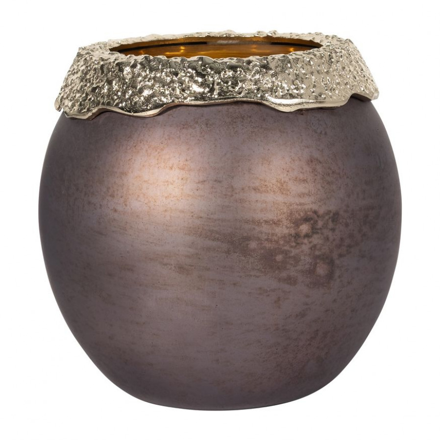 Sagebrook 10" Glass Oval Hurricane Charred - Coal/Gold