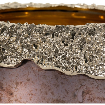 Sagebrook 10" Glass Oval Hurricane Charred - Coal/Gold