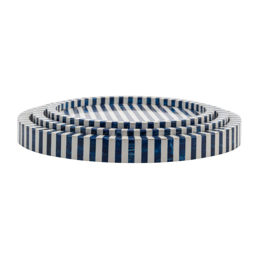 Sagebrook - 12"/14"/16" Resin Round Trays (Set Of 3) in Blue
