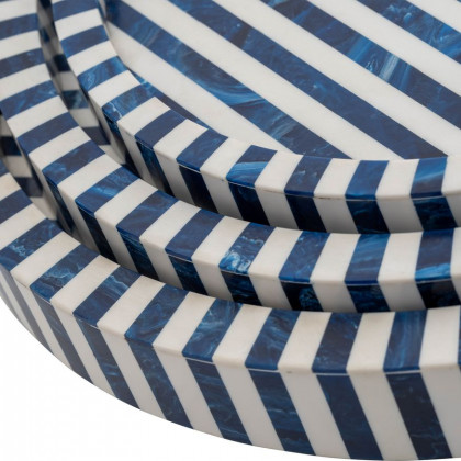Sagebrook - 12"/14"/16" Resin Round Trays (Set Of 3) in Blue