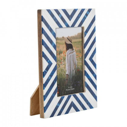 Sagebrook - 4"x6" Resin Striped Photo Frame in Blue
