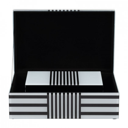 Sagebrook 8"/11" Wood Striped Boxes (Set Of 2) - Black/White