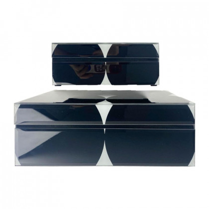 Sagebrook - 8"/11" Wood Striped Boxes (Set Of 2)