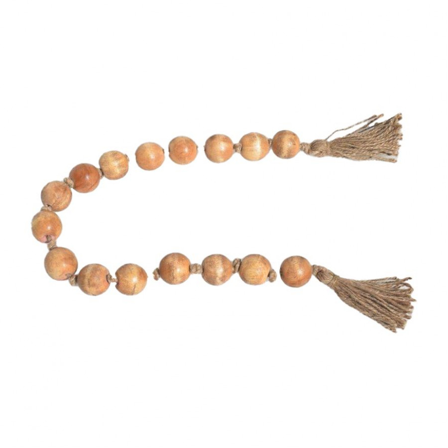Sagebrook 32" Wood Bead Garland - Natural