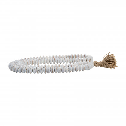 Sagebrook - 30" Wood Double Flat Beads Garland in White