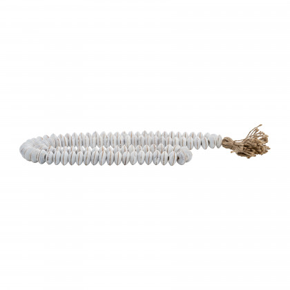 Sagebrook - 30" Wood Double Flat Beads Garland in White