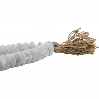 Sagebrook - 30" Wood Double Flat Beads Garland in White