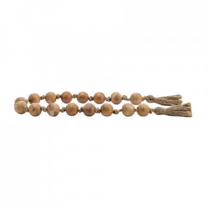 Sagebrook 32" Wood Double Beaded Garland With Tassel - Natural