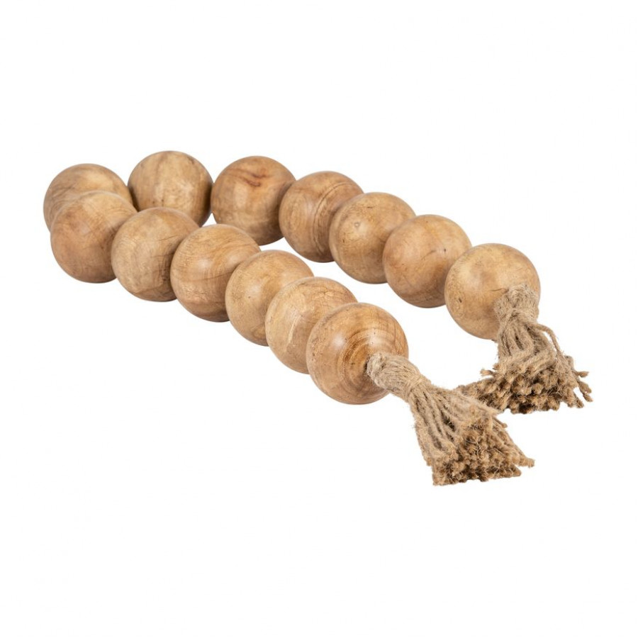 Sagebrook 32" Wood Large Beaded Garland With Tassel - Natural