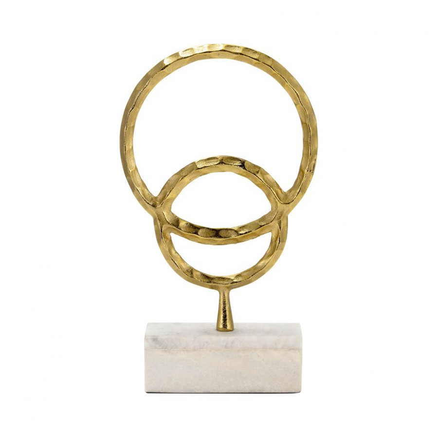 Sagebrook 17" Metal/Marble Double Ring Accent - Gold