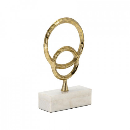 Sagebrook 12" Metal/Marble Double Ring Accent - Gold