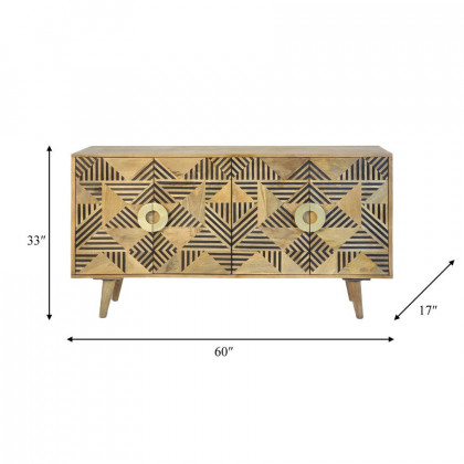 Sagebrook - Wood Herringbone 4-Door Sideboard