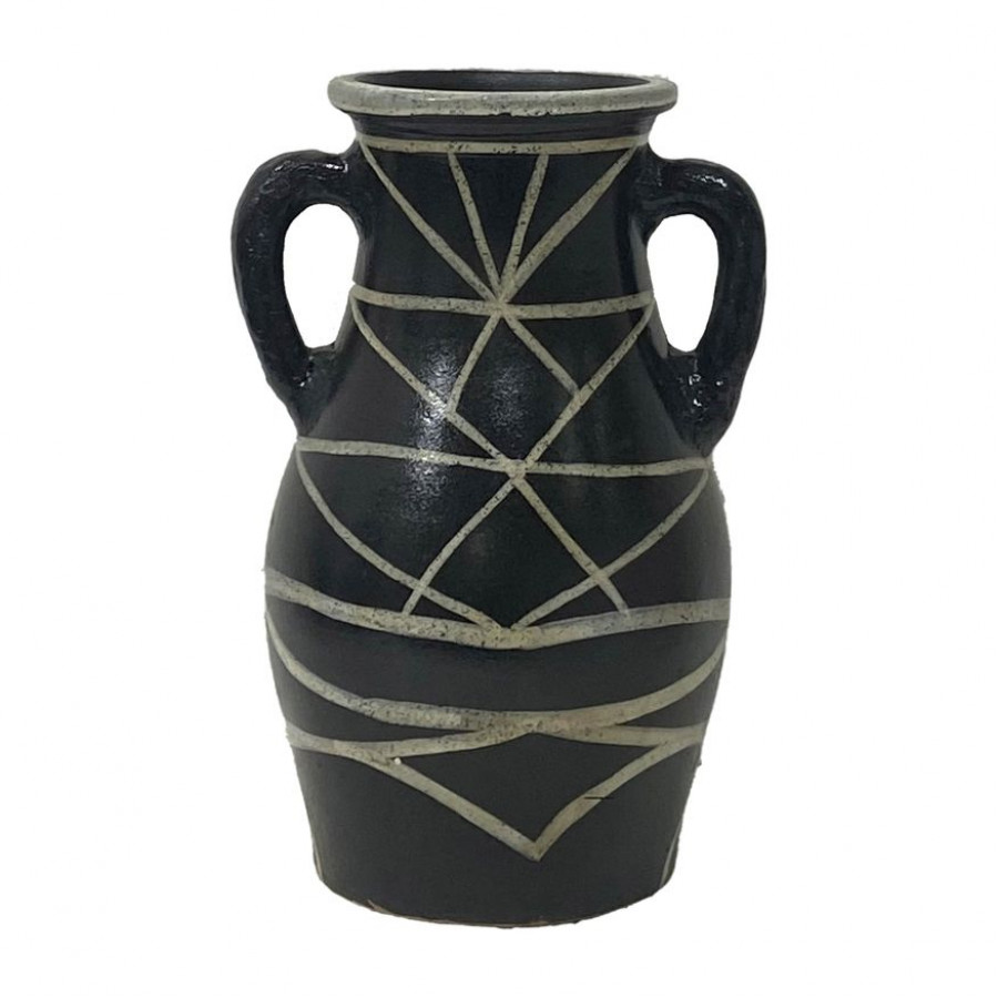 Sagebrook 14" Terracotta Modern Eared Vase - Black