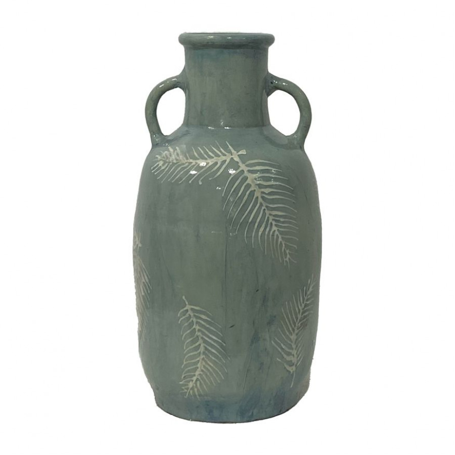 Sagebrook 23" Terracotta Leaf Eared Vase - Mint