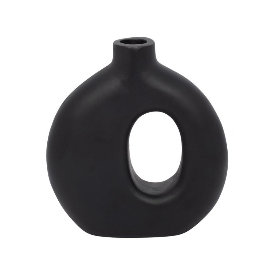 Sagebrook 7" Wood Cut-out Vase - Black