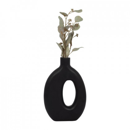 Sagebrook 14" Wood Cut-out Vase - Black