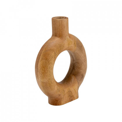 Sagebrook 10" Wood Donut Shaped Vase - Brown