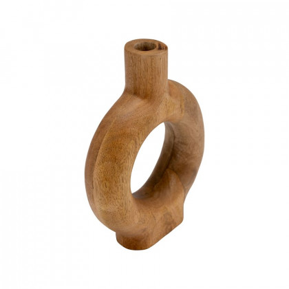 Sagebrook 10" Wood Donut Shaped Vase - Brown