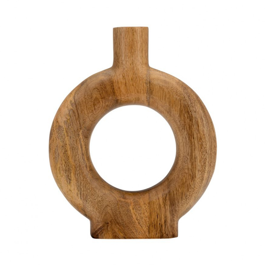 Sagebrook 12" Wood Donut Shaped Vase - Brown