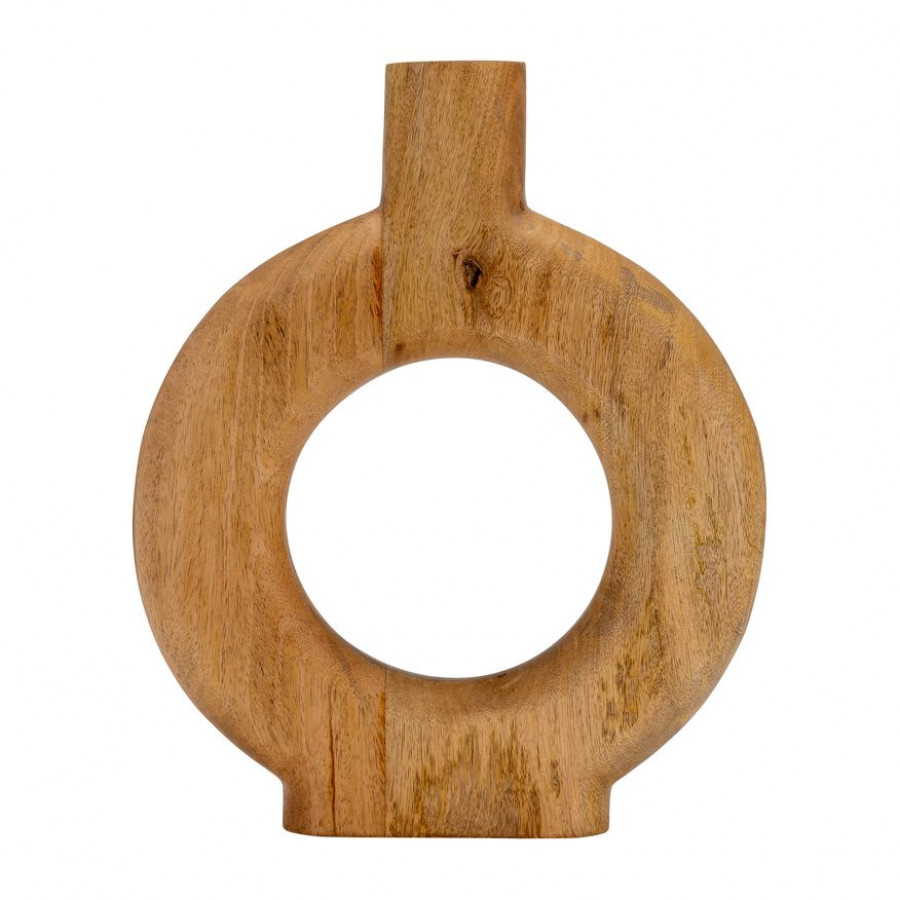 Sagebrook 14" Wood Donut Shaped Vase - Brown
