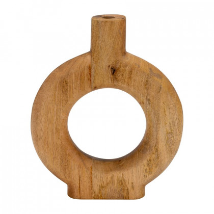 Sagebrook 14" Wood Donut Shaped Vase - Brown