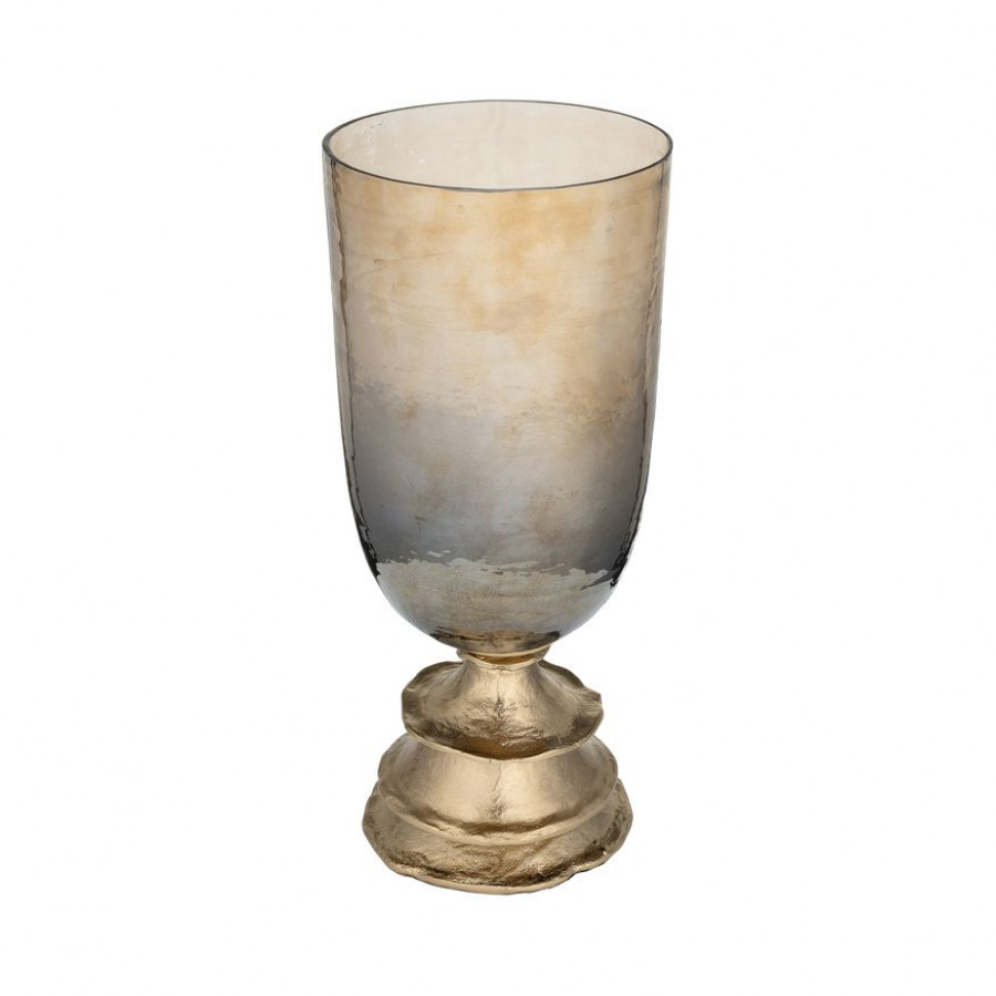Sagebrook 18" Glass Hurricane Holder With Metal Stand - Champagne