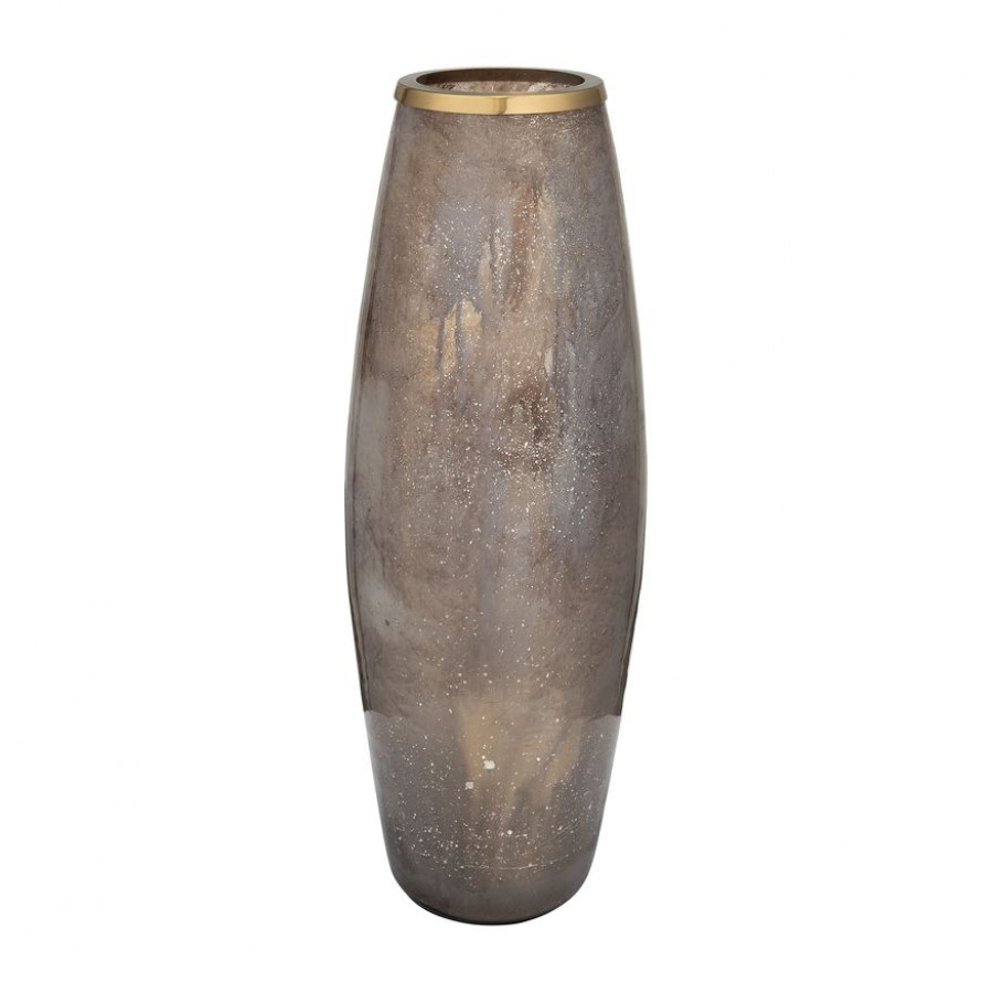 Sagebrook 24" Glass Vase With Metal Ring - Champagne