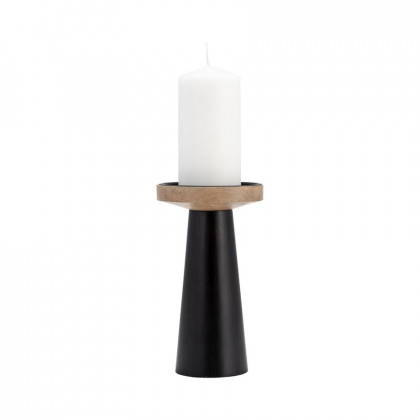 Sagebrook 9" Wood Flat Candle Holder Stand - Black/Natural