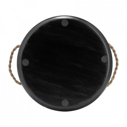 Sagebrook - 12"/15" Wood Round Trays With Rope Handles (Set Of 2) in Black