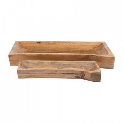 Sagebrook - 17"/23" Wood Rectangular Trays (Set Of 2) in Natural