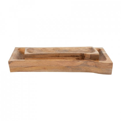Sagebrook - 17"/23" Wood Rectangular Trays (Set Of 2) in Natural