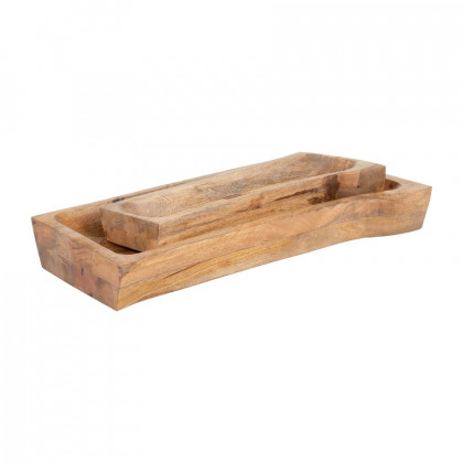 Sagebrook - 17"/23" Wood Rectangular Trays (Set Of 2) in Natural