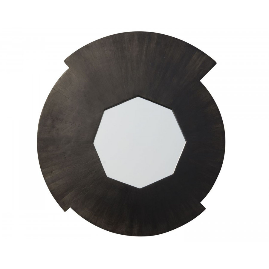 Sagebrook - Wood Round Mirror in Black