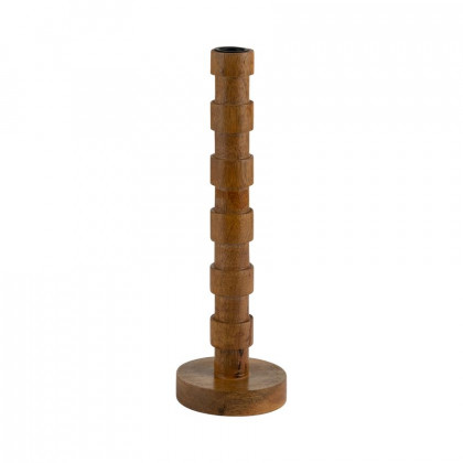 Sagebrook 13" Wood Textured Taper Candle Holder - Brown