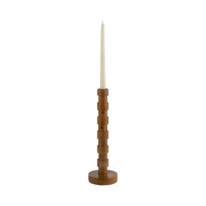 Sagebrook 13" Wood Textured Taper Candle Holder - Brown