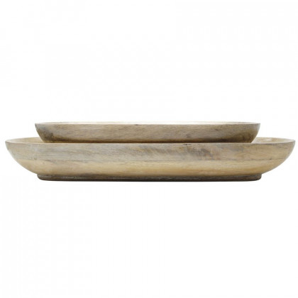 Sagebrook - 18"/23" Wood Oval Trays (Set Of 2)