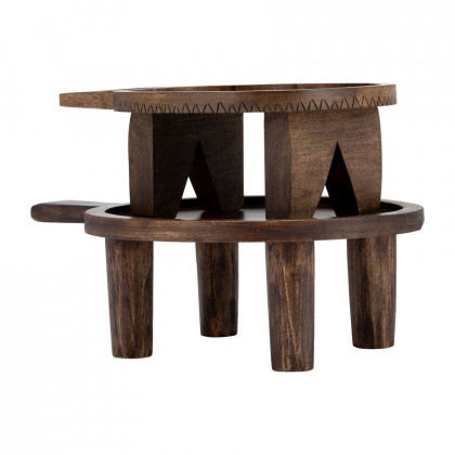 Sagebrook - 12"/15" Wood Round Risers With Handle (Set Of 2) in Brown