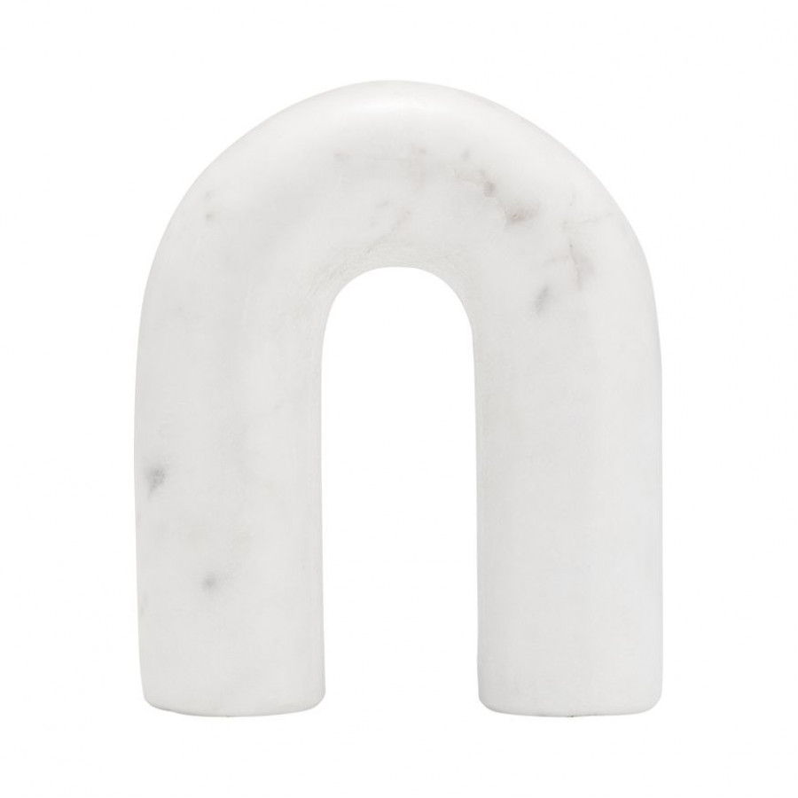 Sagebrook 6" Marble Rounded Horseshoe Table Top Decor - White